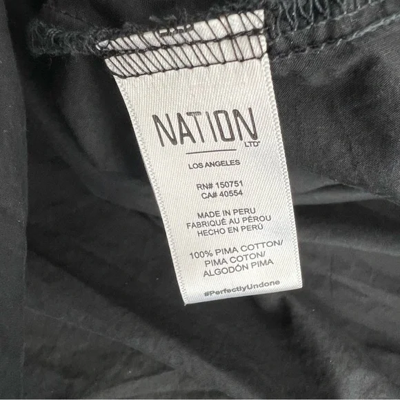 Nation LTD Los Angeles Chic Black Long-Sleeve Dress 100% Pima Cotton - Picture 8 of 8